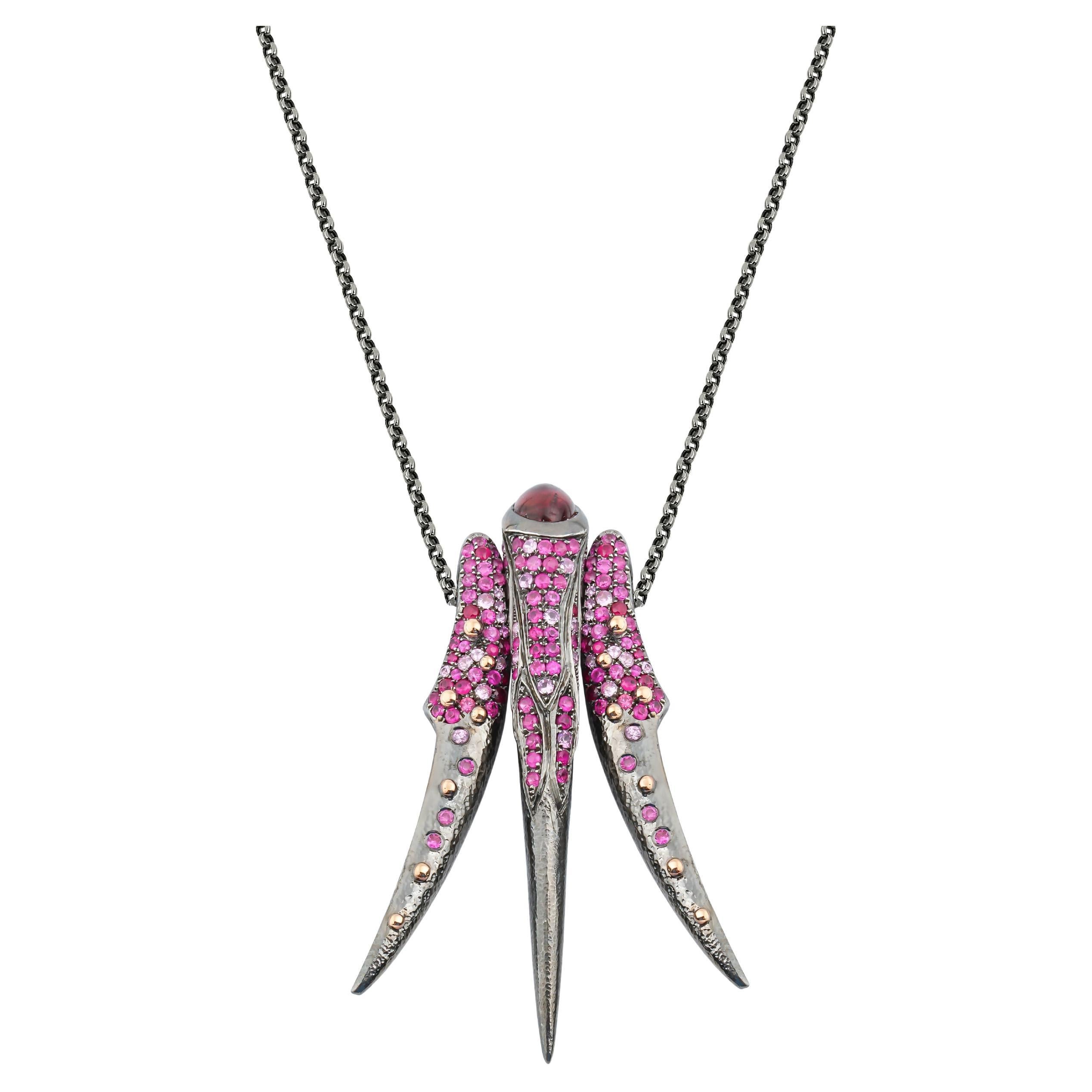 Arman Suciyan Pink Tourmaline and Pink Sapphire Three Pieces Silver Pendant  For Sale