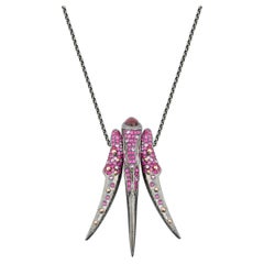 Arman Suciyan Pink Tourmaline and Pink Sapphire Three Pieces Silver Pendant 