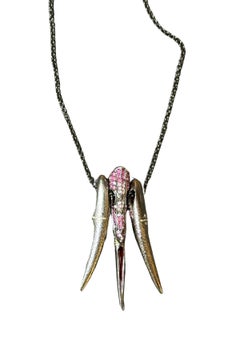 Arman Suciyan Tourmaline rose et saphir rose, pendentif trois pièces en argent