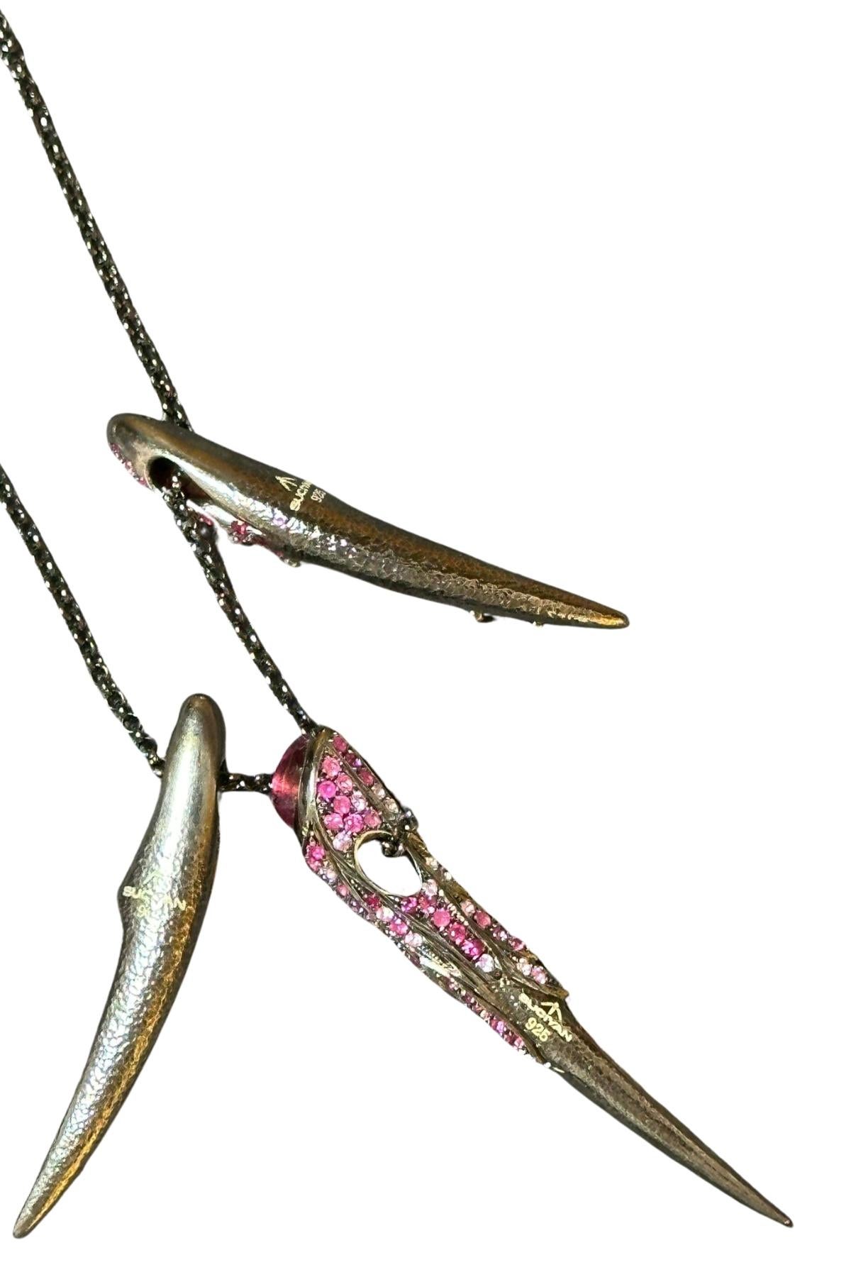 Contemporary Arman Suciyan Pink Tourmaline and Pink Sapphire Three Pieces Silver Pendant  For Sale