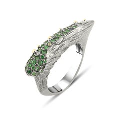 Arman Suciyan Tzavorite, Blue and Light Green Sapphire Silver Ring