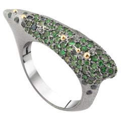 Anello in argento con tzavorite, zaffiro blu e verde chiaro di Arman Suciyan