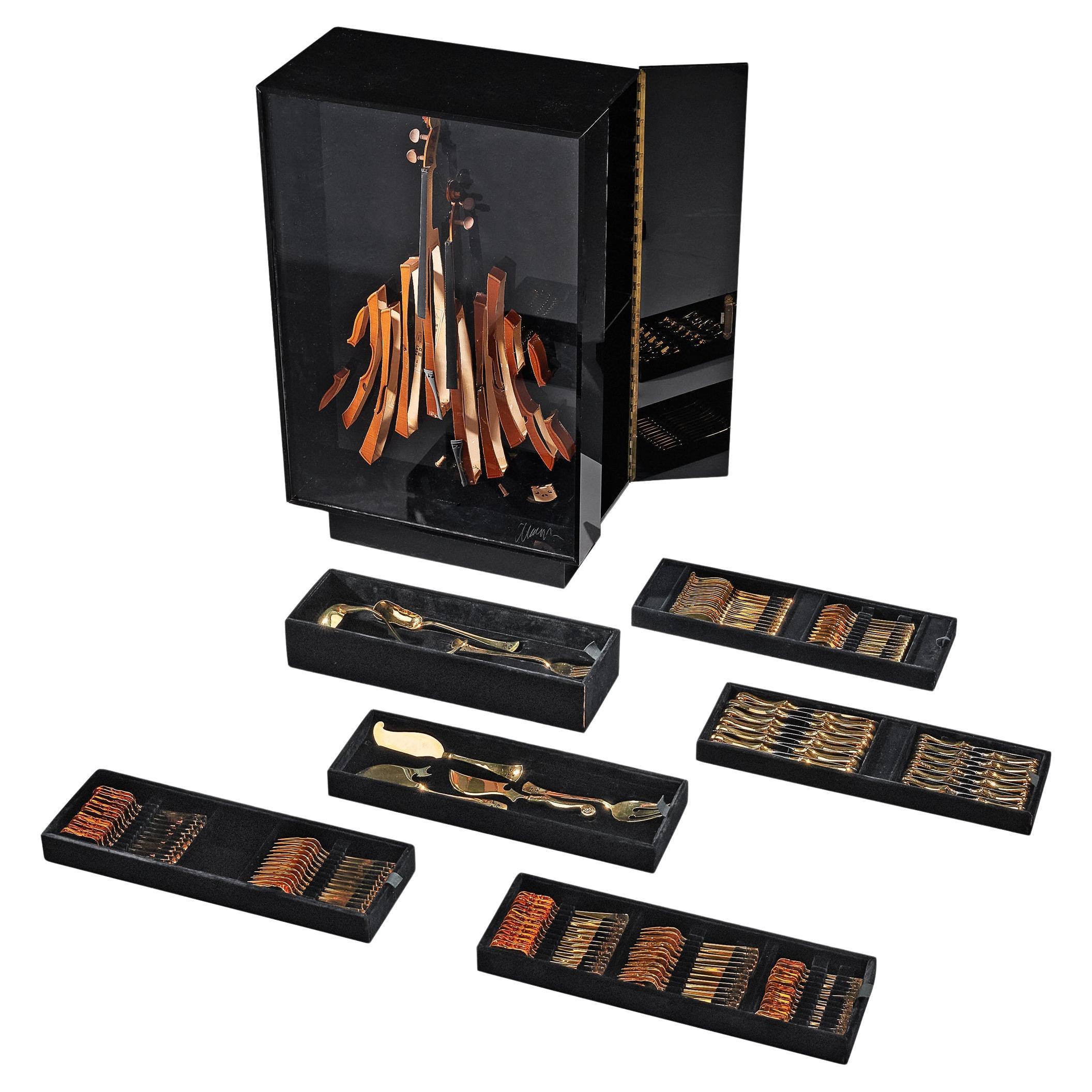 Arman ‘Violon’ Cutlery Service with 116 Pieces in Artistic Cabinet  For Sale