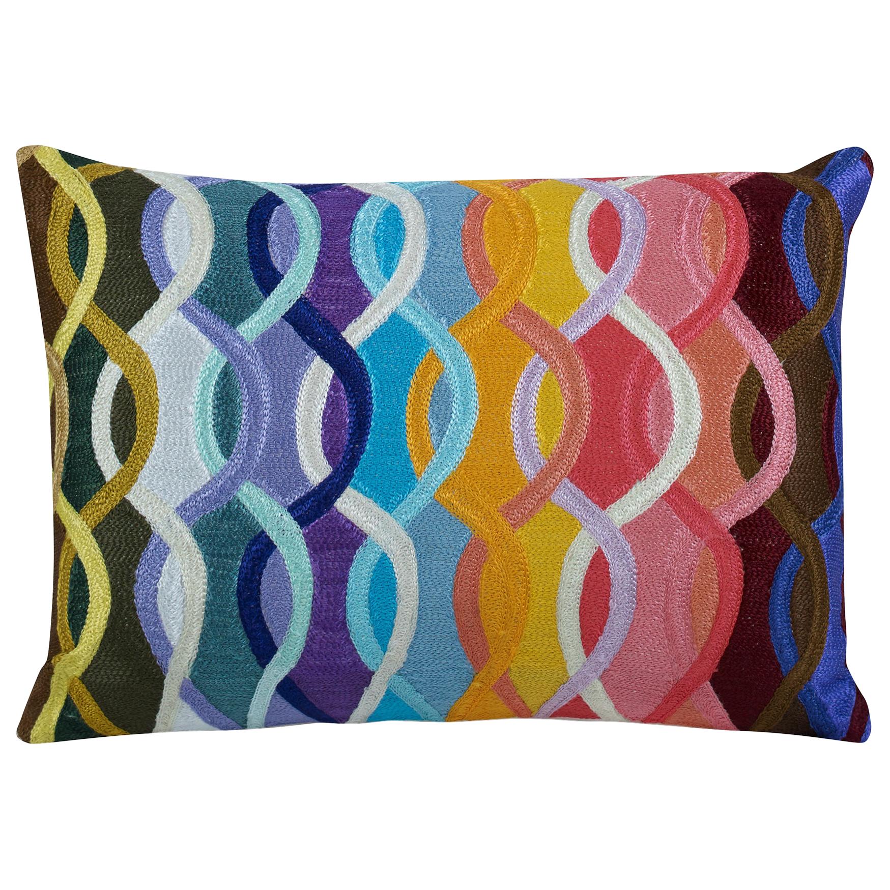 Armand Accent Pillow in Wave Pattern with Feather Insert by CuratedKravet