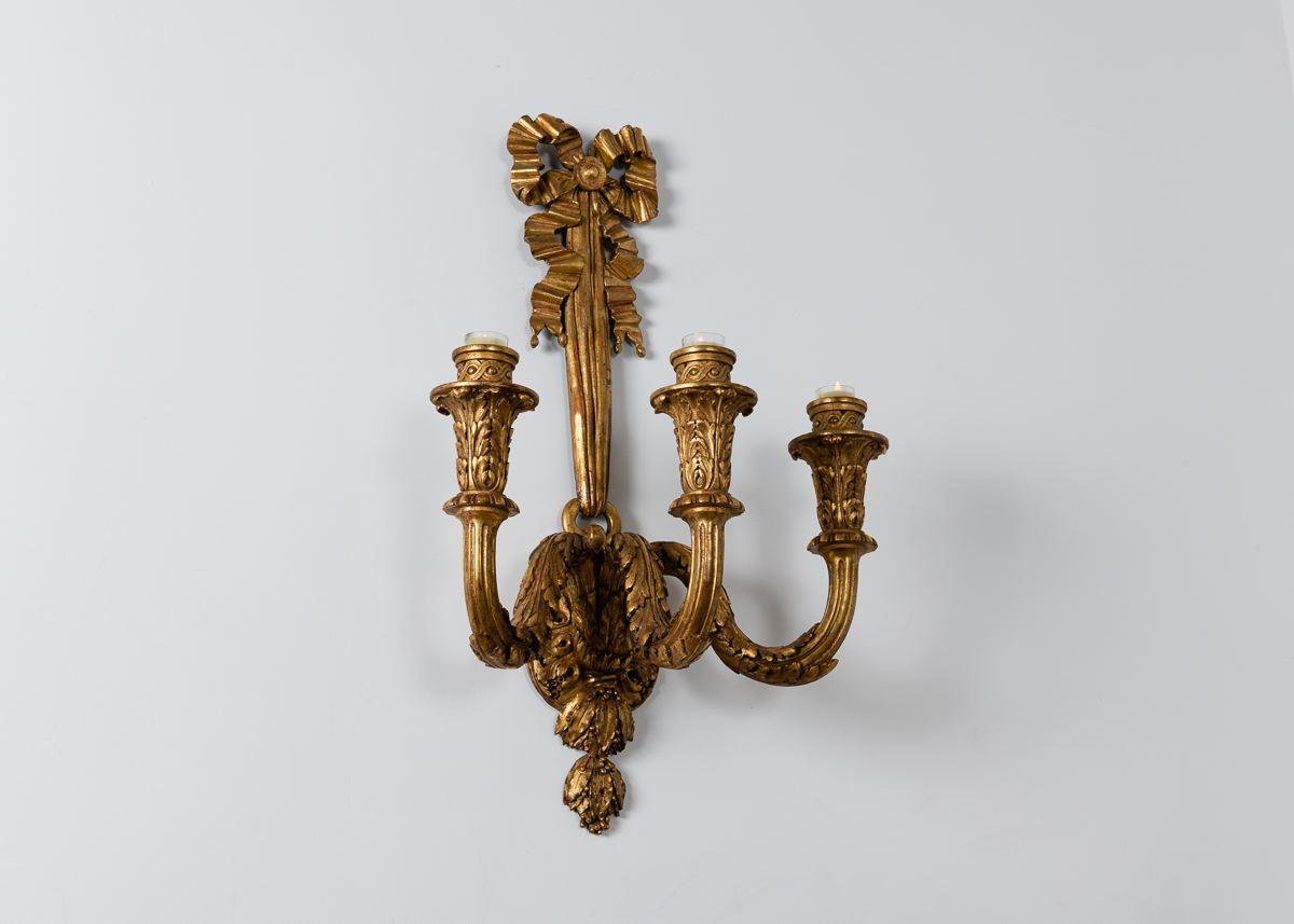 Early 20th Century Armand Albert Rateau, Pair of Giltwood Sconces France, circa 1920 For Sale