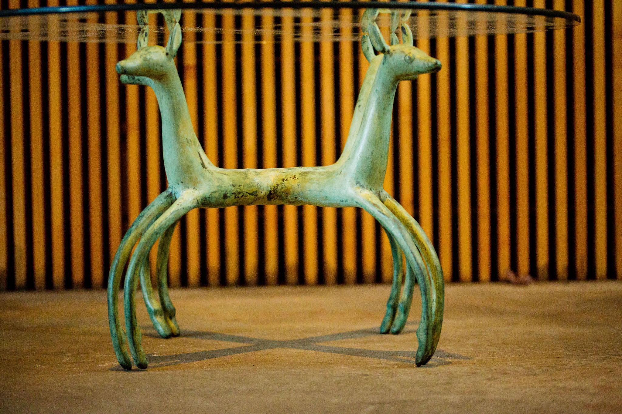 Art Deco Armand-Albert Rateau Style Bronze Deer Sculptural Cocktail Table