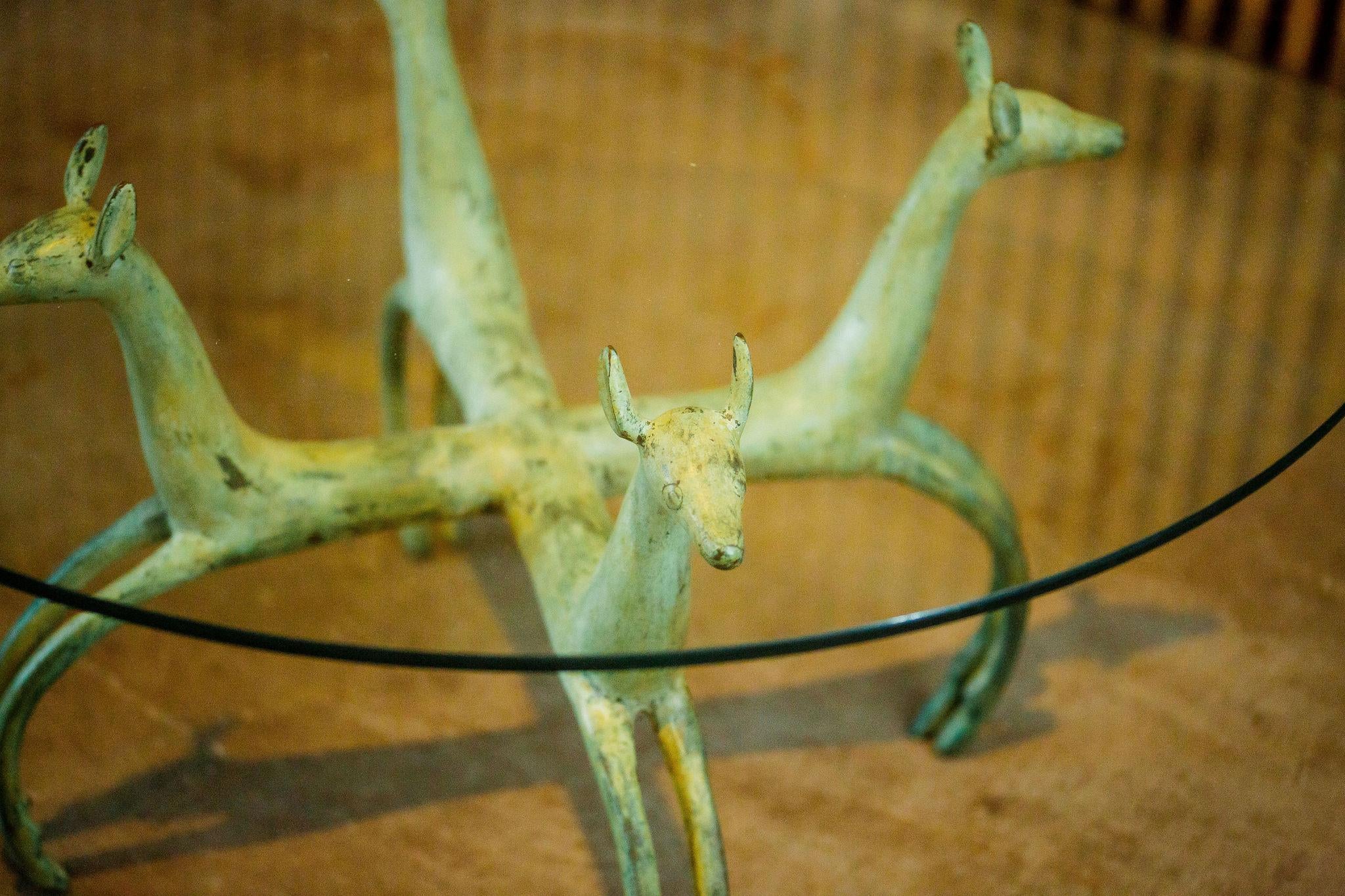 Armand-Albert Rateau Style Bronze Deer Sculptural Cocktail Table In Good Condition In Southampton, NJ