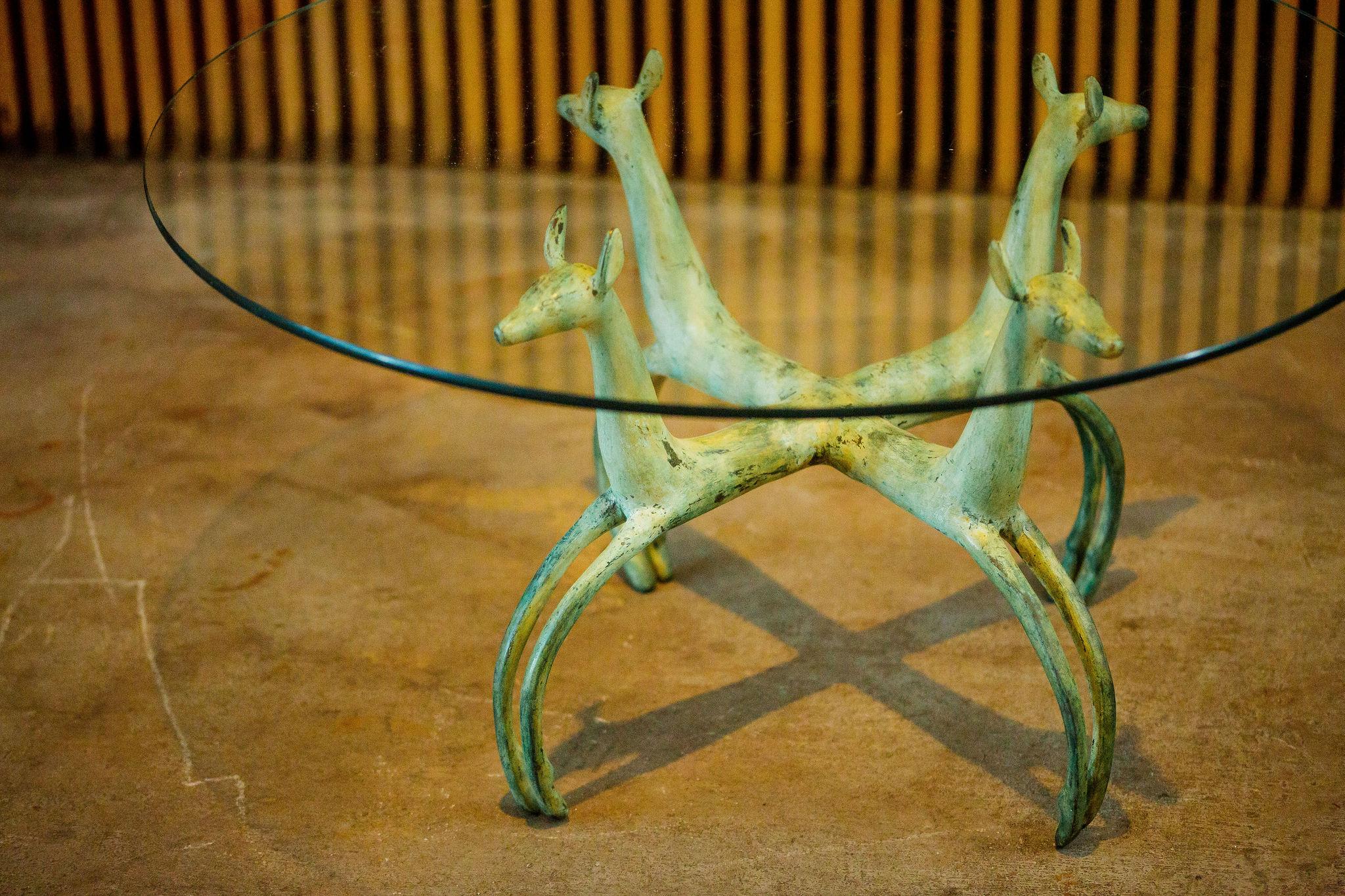 Armand-Albert Rateau Style Bronze Deer Sculptural Cocktail Table 1