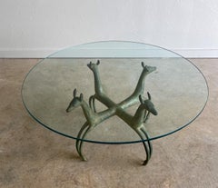 Armand-Albert Rateau Style Bronze Deer Sculptural Cocktail Table Mid Century