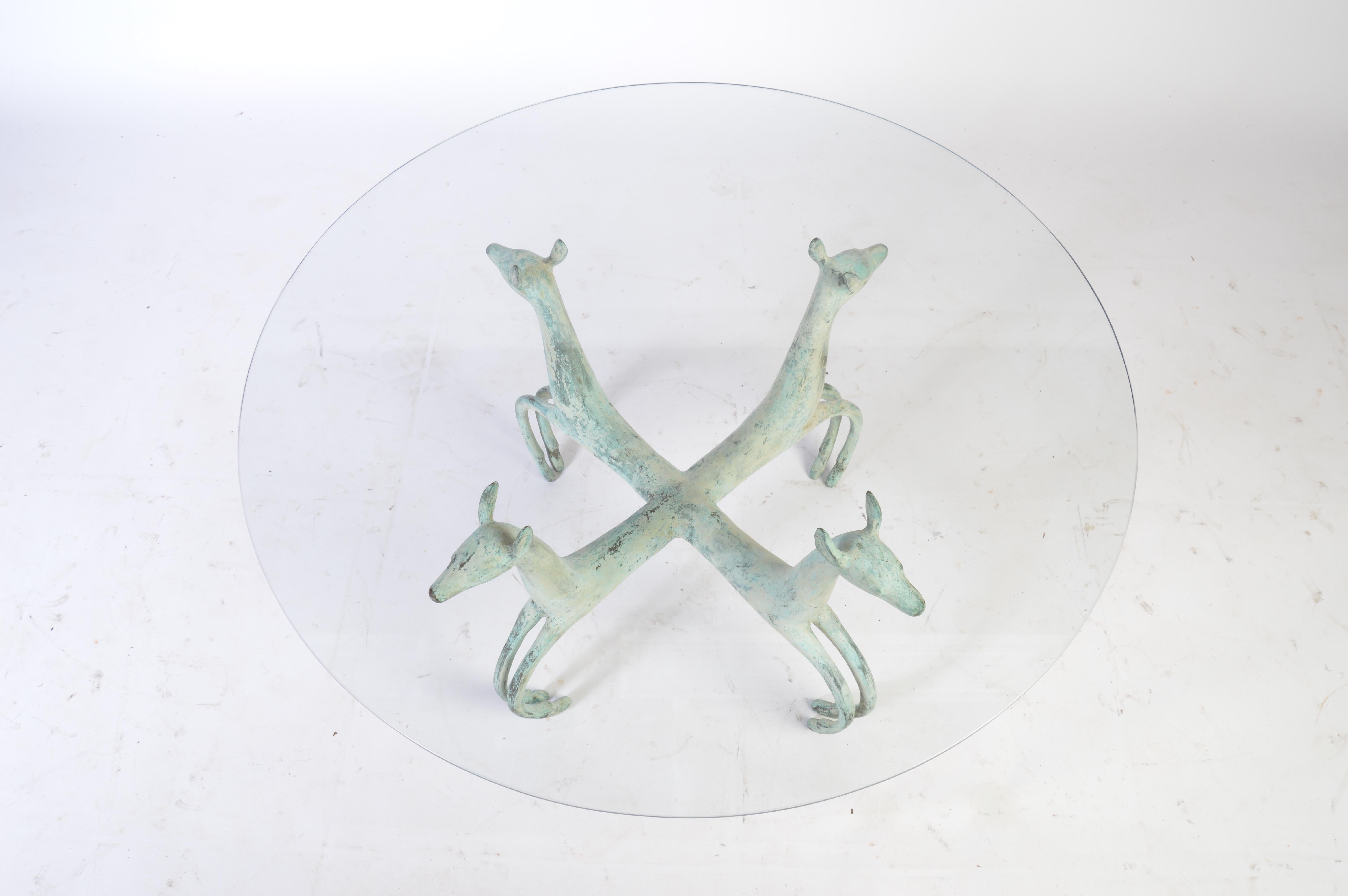 Mid-20th Century Armand Albert Rateau Style Bronze Deer Sculpture Cocktail Table