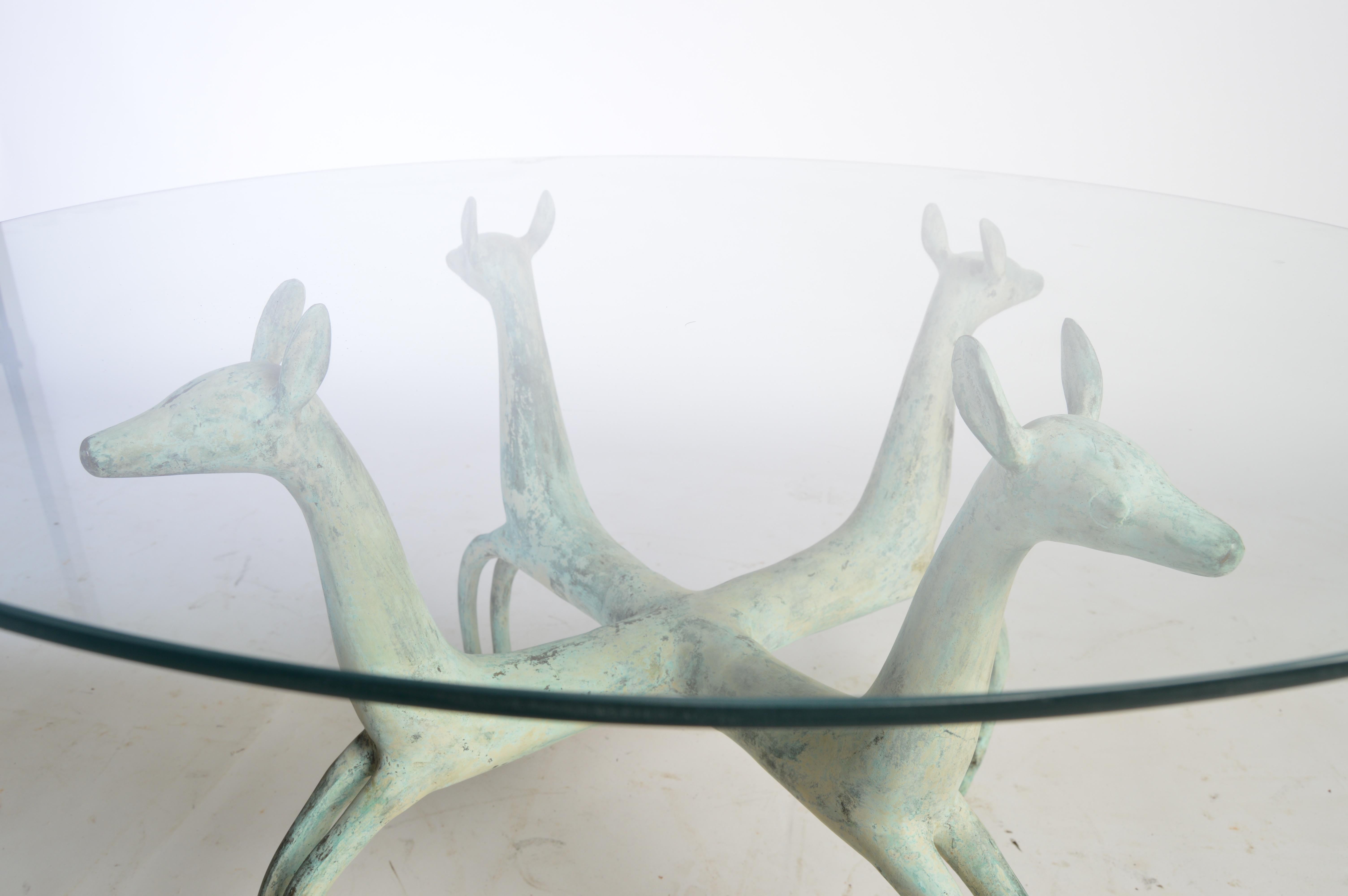 Armand Albert Rateau Style Bronze Deer Sculpture Cocktail Table 1
