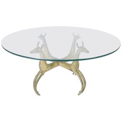 Armand Albert Rateau Style Bronze Deer Sculpture Cocktail Table