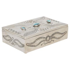 Used Armand American Horse Turquoise Nickel Silver Jewelry Box