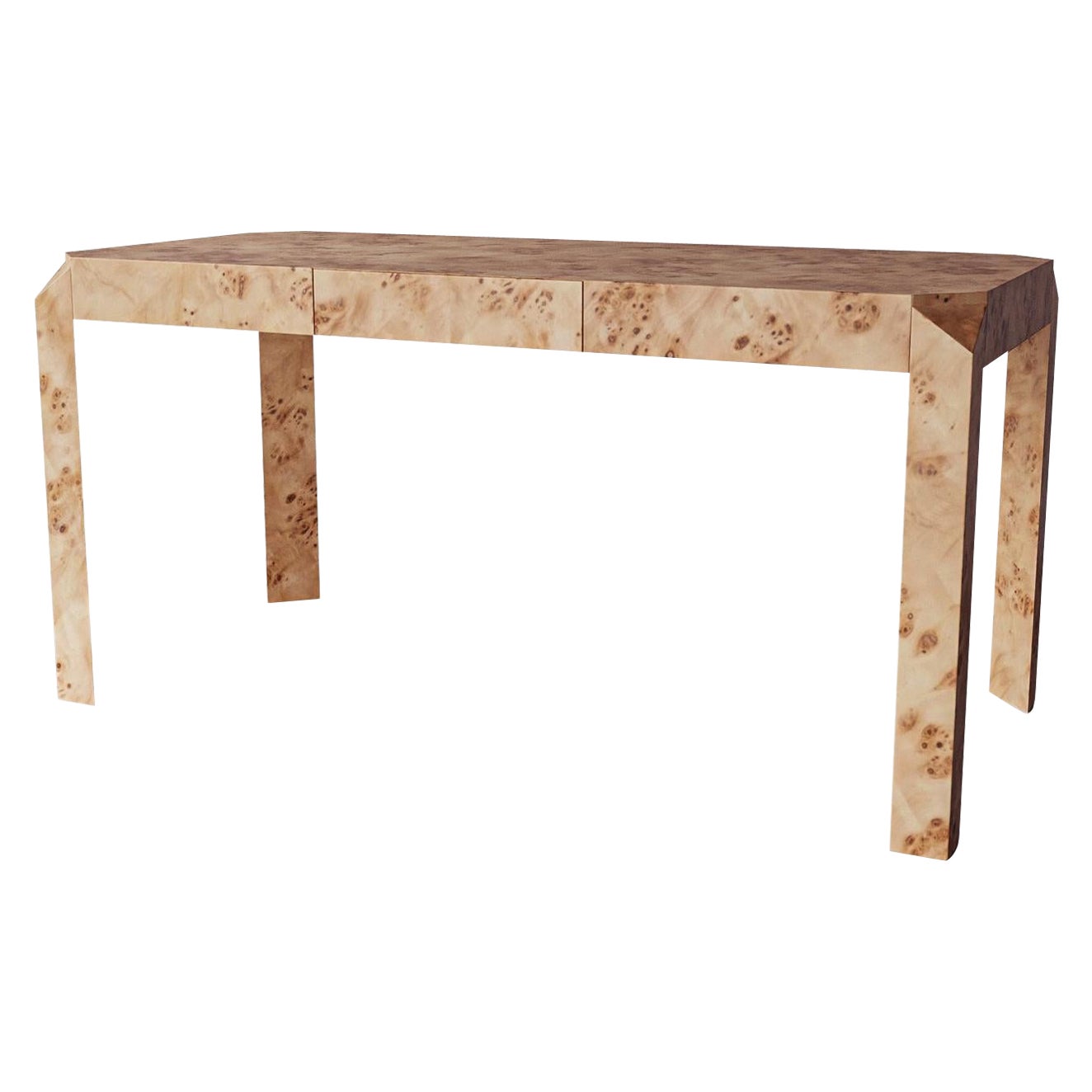 "Armand" Angular Burl Wood Desk by Christiane Lemieux For Sale