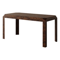 "Armand" Angular Burl Wood Desk in Walnut by Christiane Lemieux