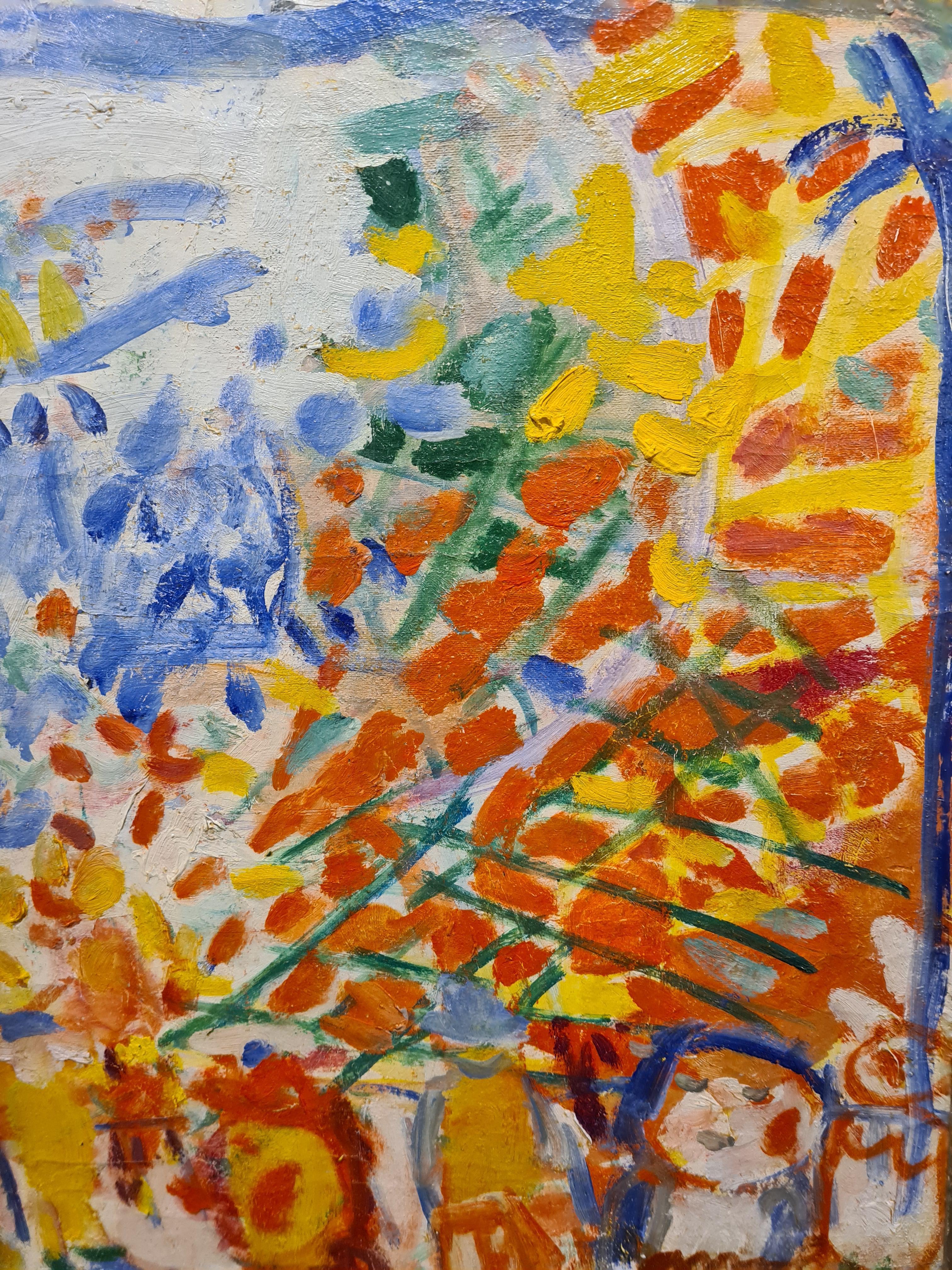 Baie des Anges:: Nizza:: großes Ölgemälde auf Leinwand im Stil von Raoul Dufy aus der Mitte des Jahrhunderts (Expressionismus), Painting, von Armand Avril