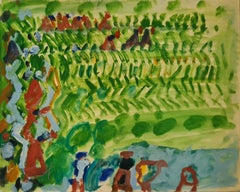 Colourful Mid Century Expressionist Work on Paper, La Mer à Cassis 1