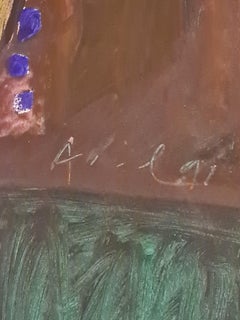 Expressionistisches Öl- und Acrylgemälde des späten 20. Jahrhunderts auf Papier. Janine, Die Muse.