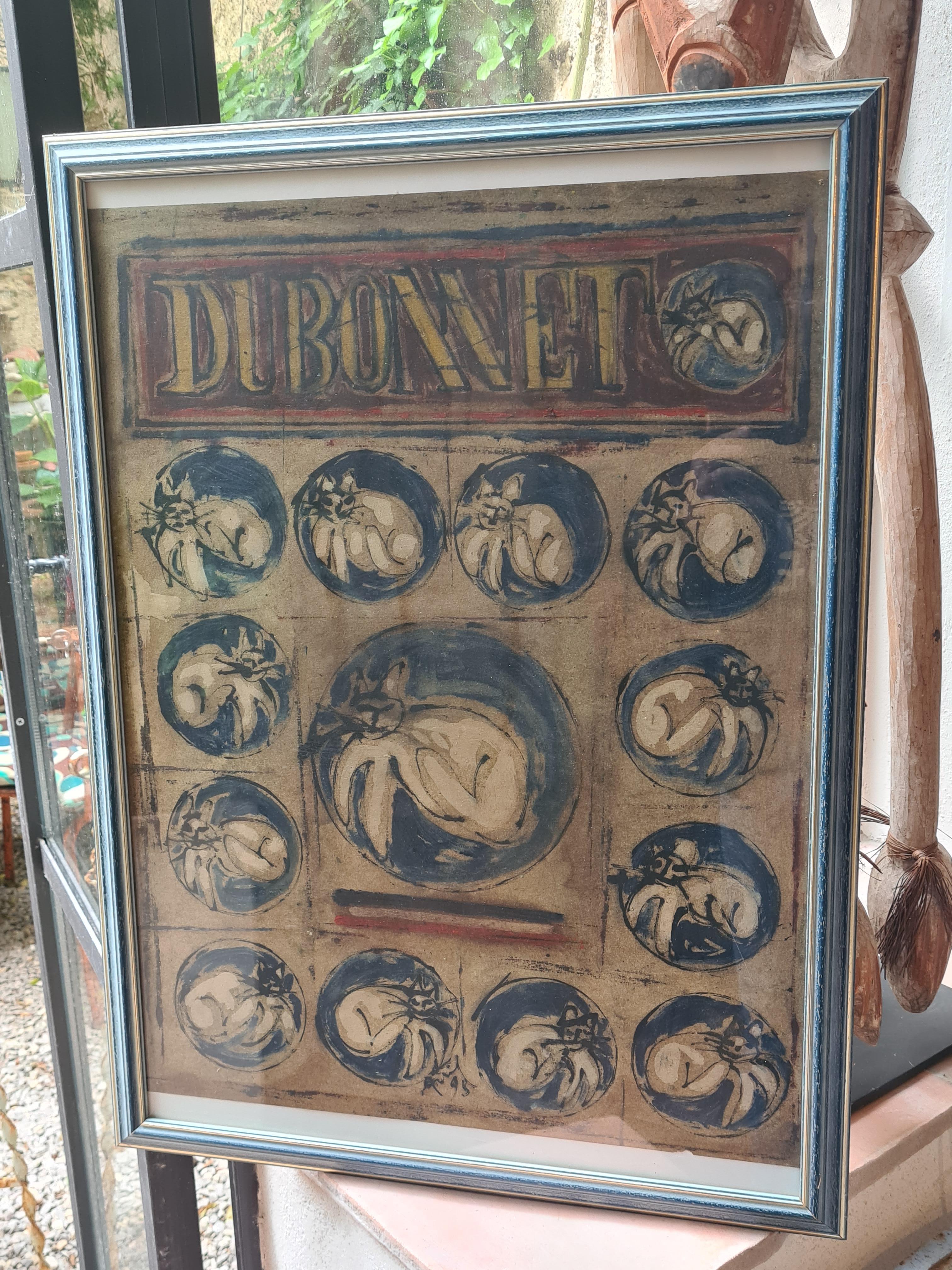 Late 20th Century Expressionist, DUBONNET With Cats For Sale 2