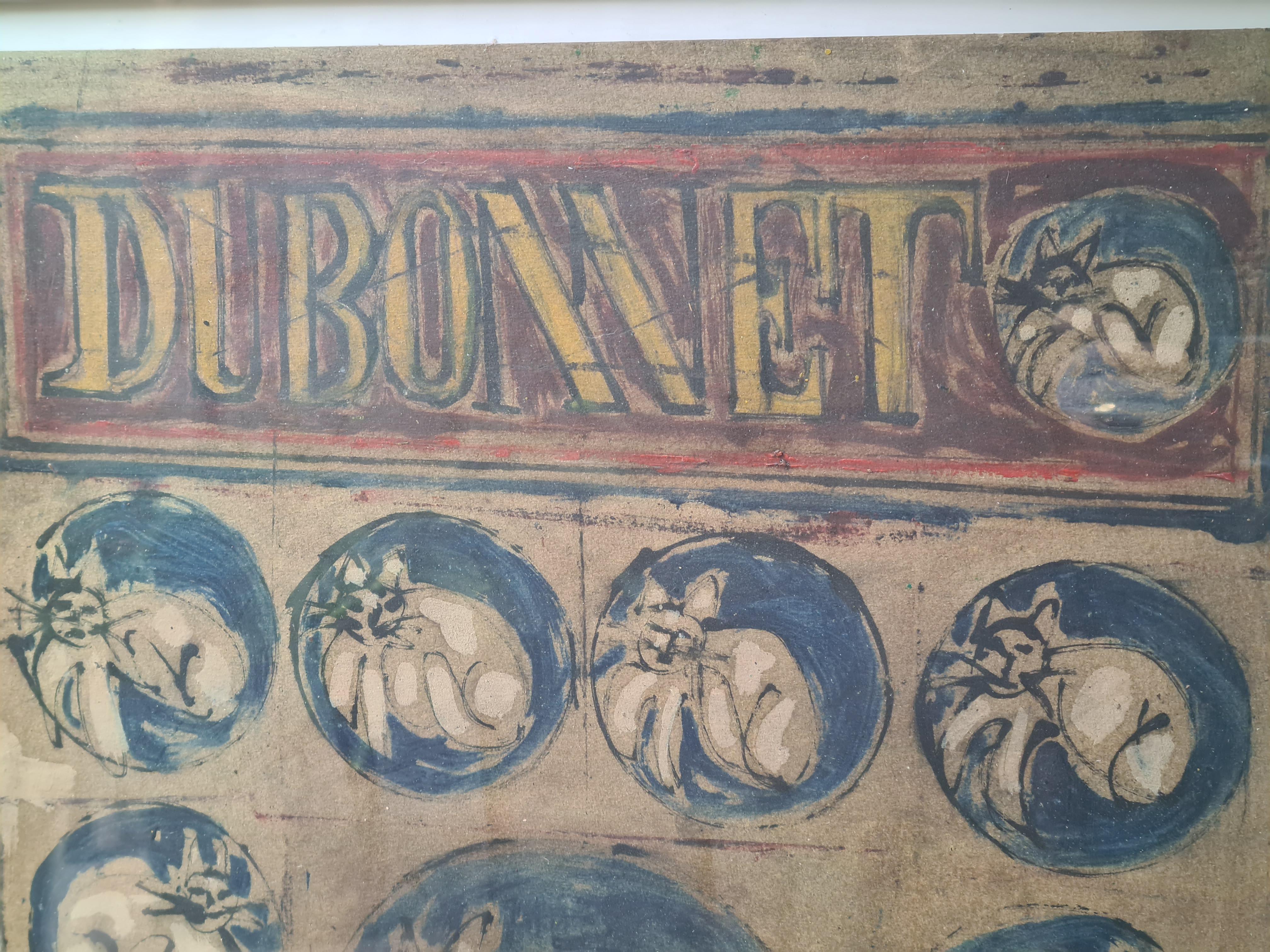 Late 20th Century Expressionist, DUBONNET With Cats For Sale 3