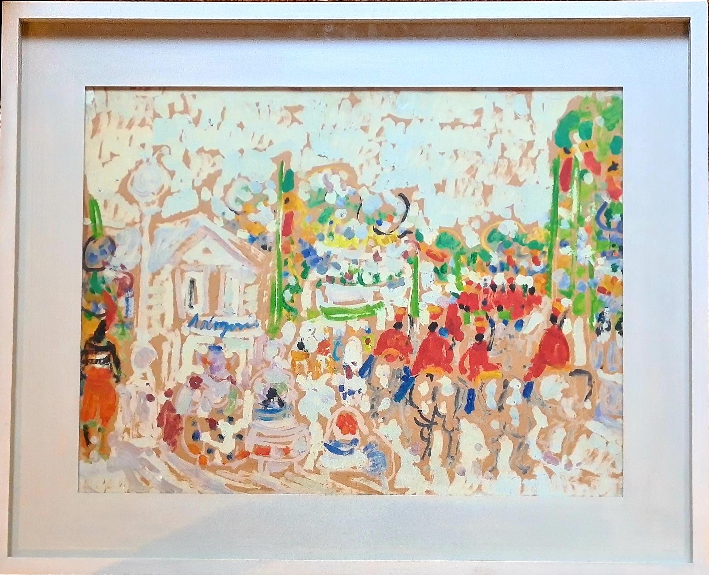Opera espressionista di metà secolo su carta, Giorno dell'Indipendenza, Senegal - Painting di Armand Avril