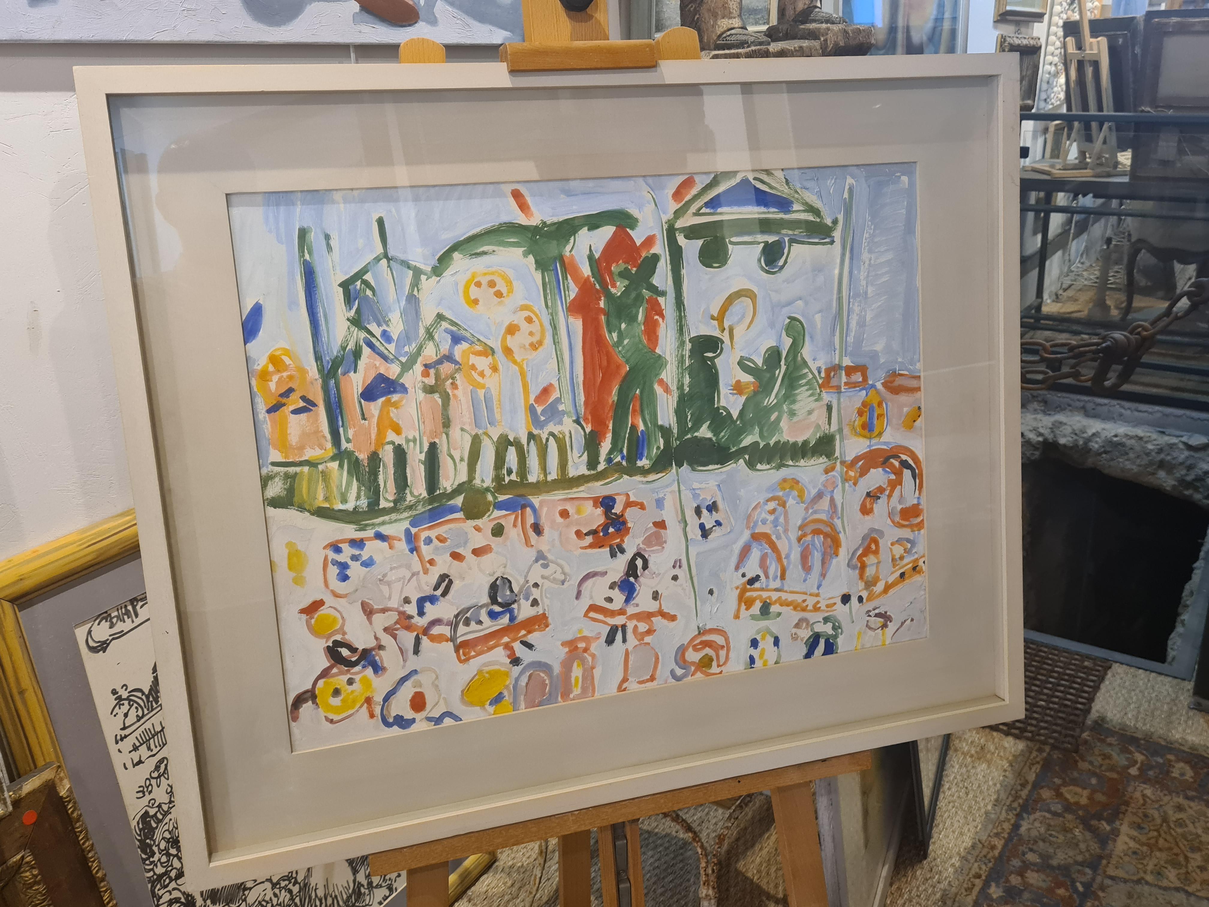Mid Century Expressionist Work on Paper, The Carnival, Nice, South of France 8