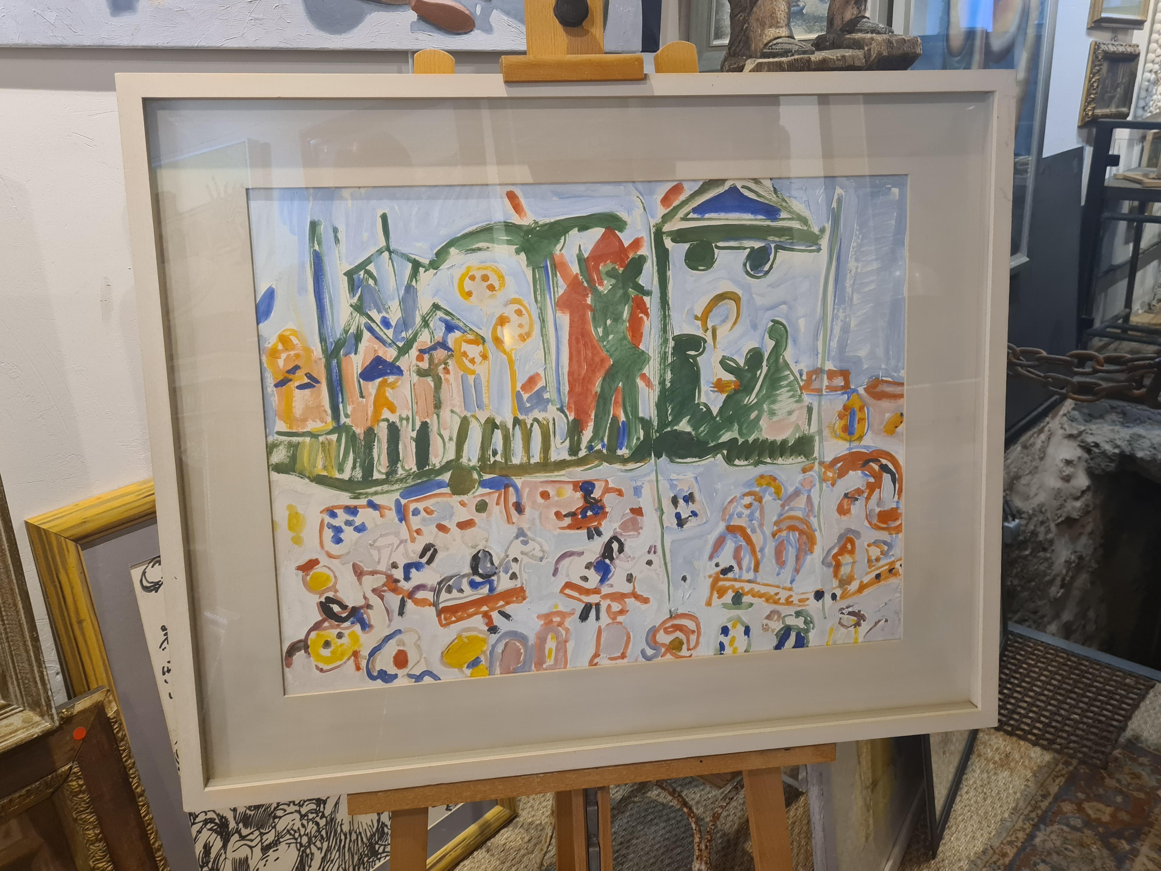 Mid Century Expressionist Work on Paper, The Carnival, Nice, South of France 9