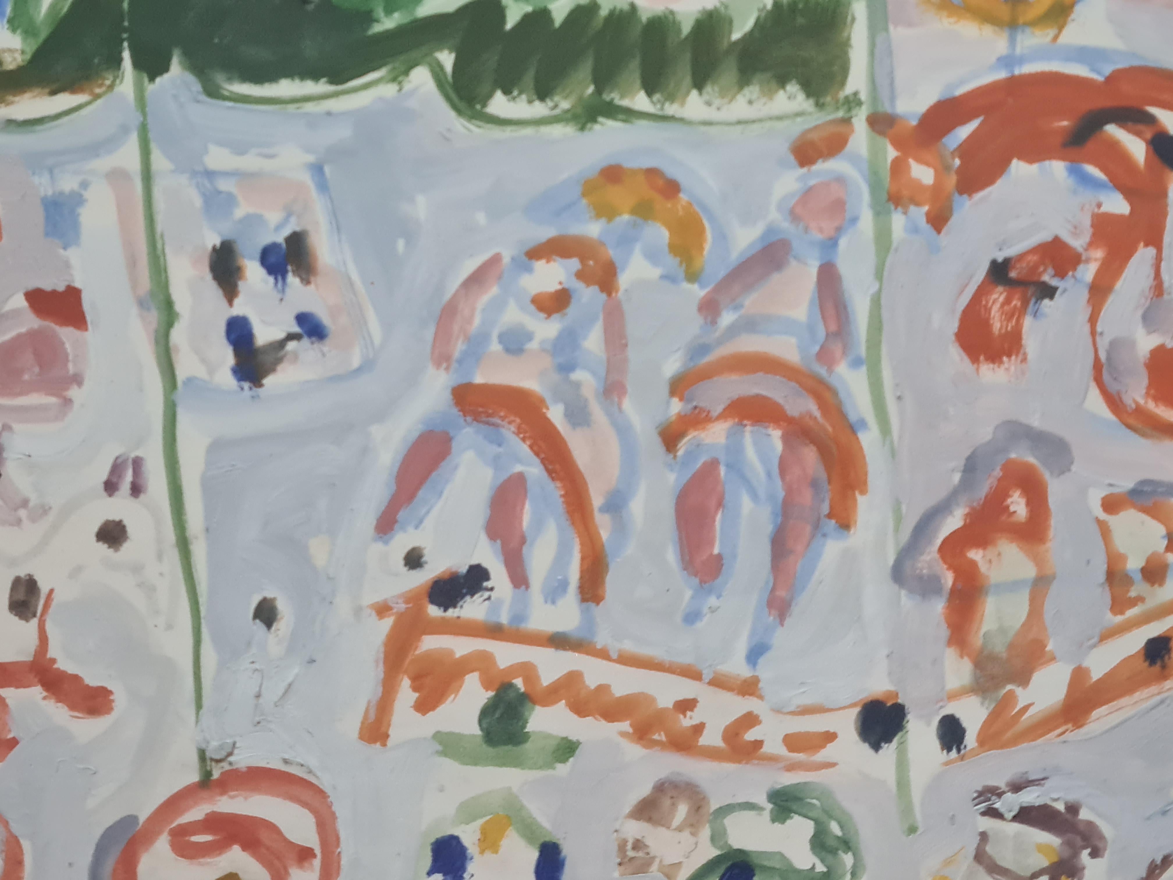 Mid Century Expressionist Work on Paper, The Carnival, Nice, South of France 4