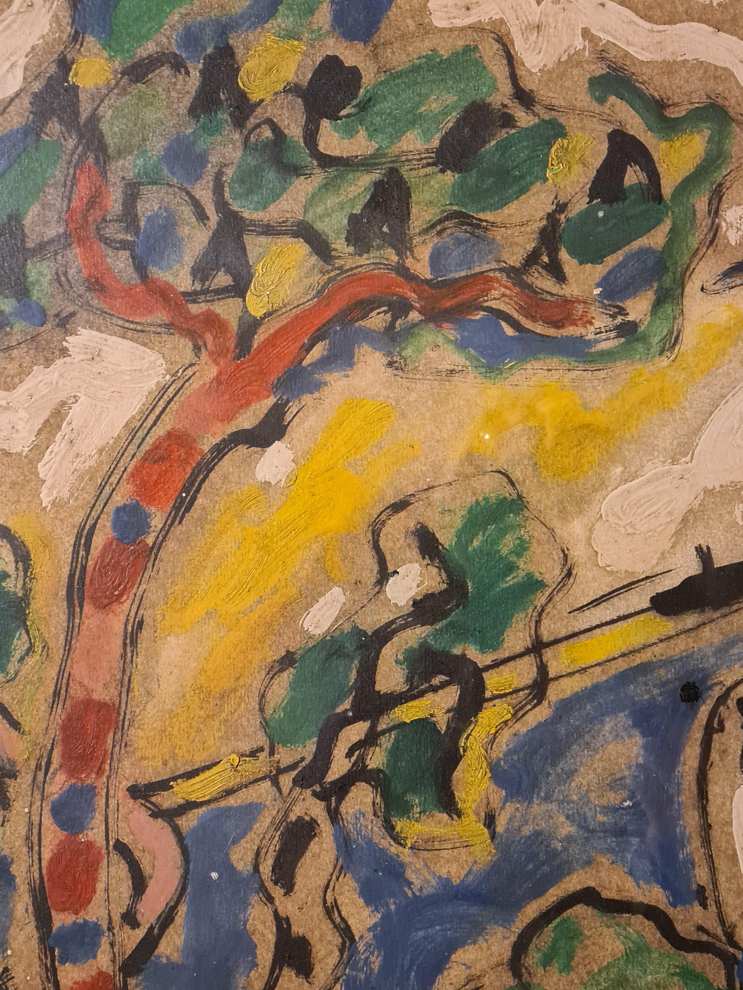 Œuvre sur papier de la fin du 20e siècle représentant un port de l'artiste français Armand Avril. Signé et daté en bas à gauche, présenté sous verre dans un cadre neuf fait sur mesure. Avec une dédicace au dos, voir photo.

Pendant cette période,