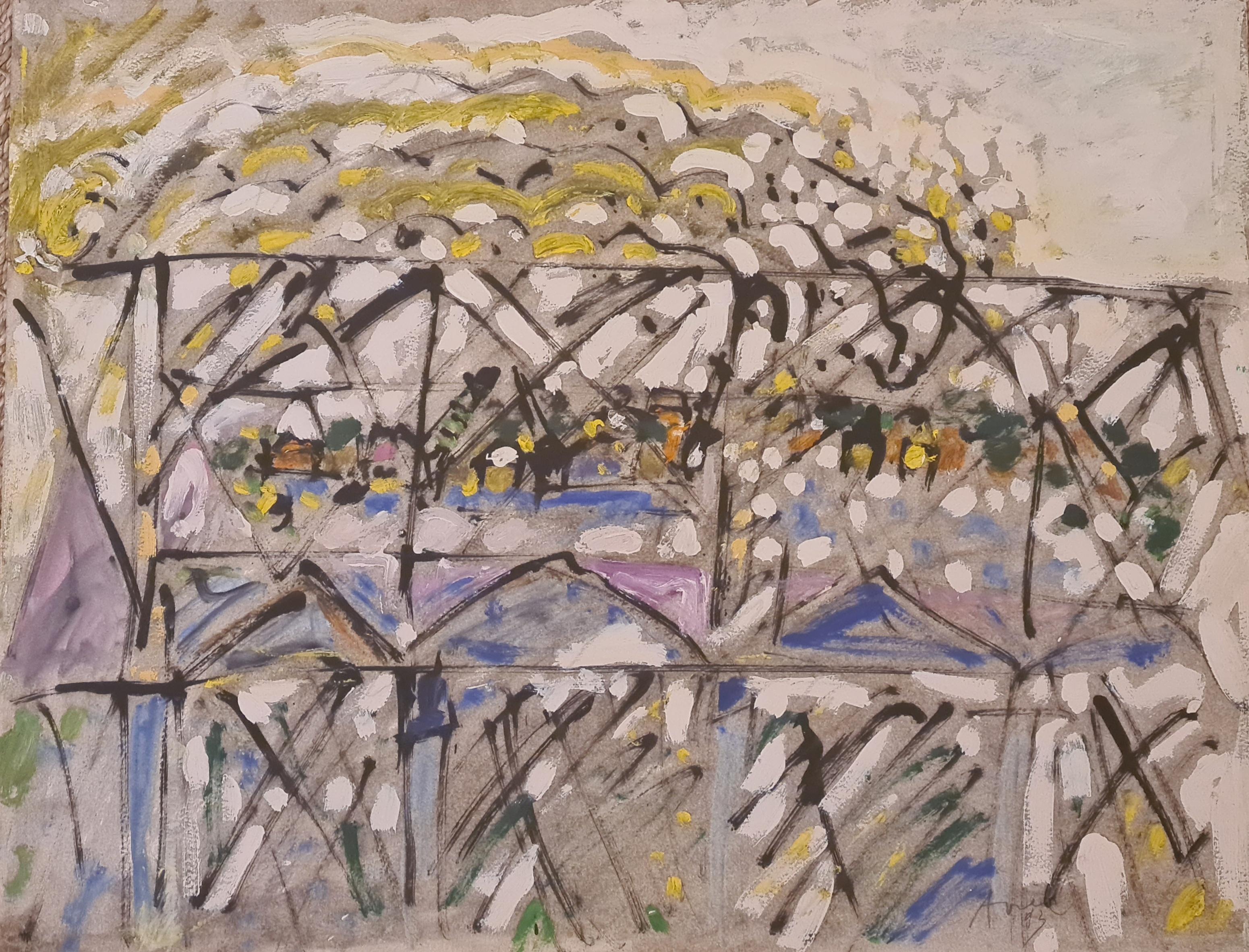Landscape Painting Armand Avril - Vue à travers le pont