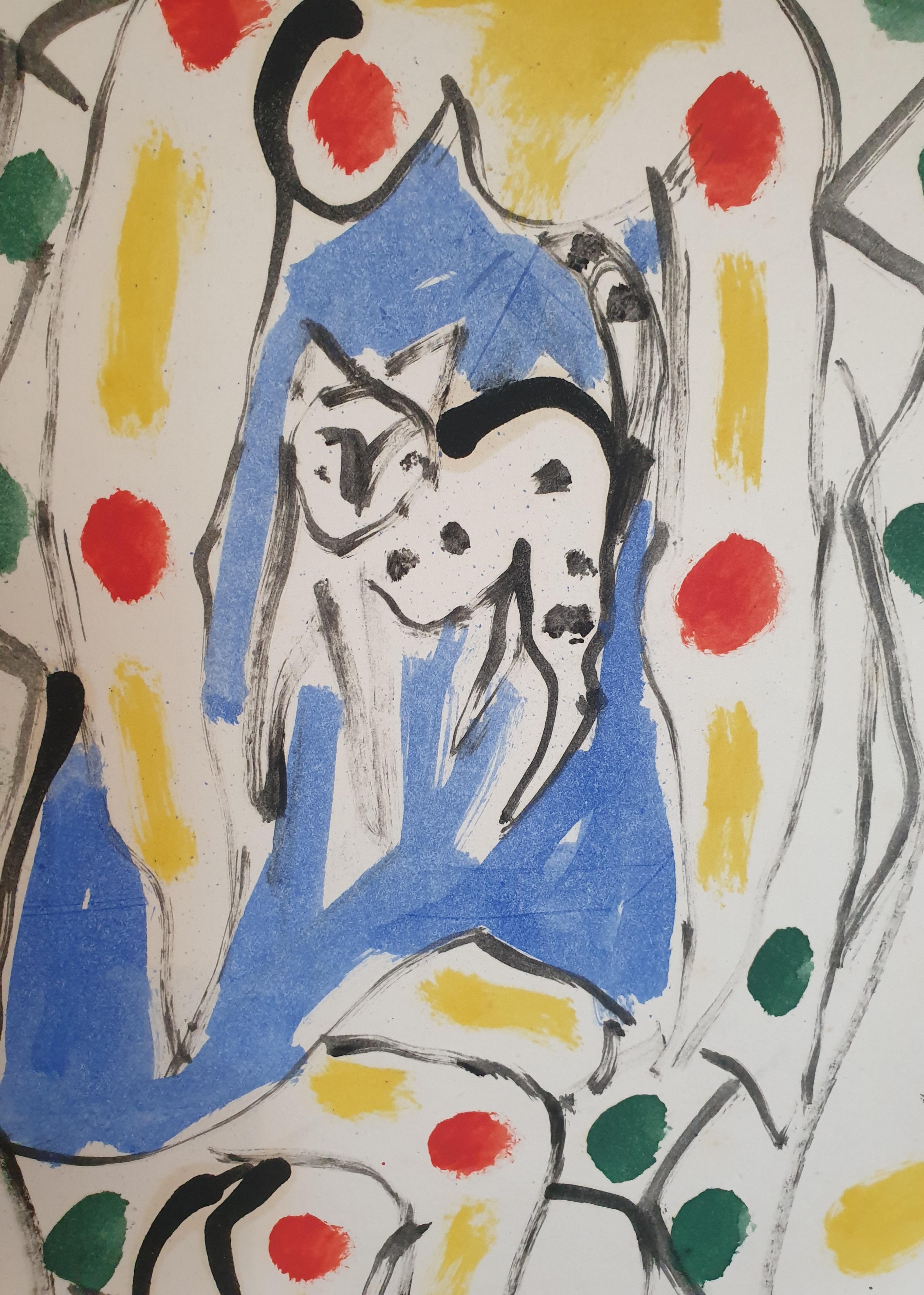 Woman Sitting With A Cat. Abstract Expressionist Work on Paper. 4