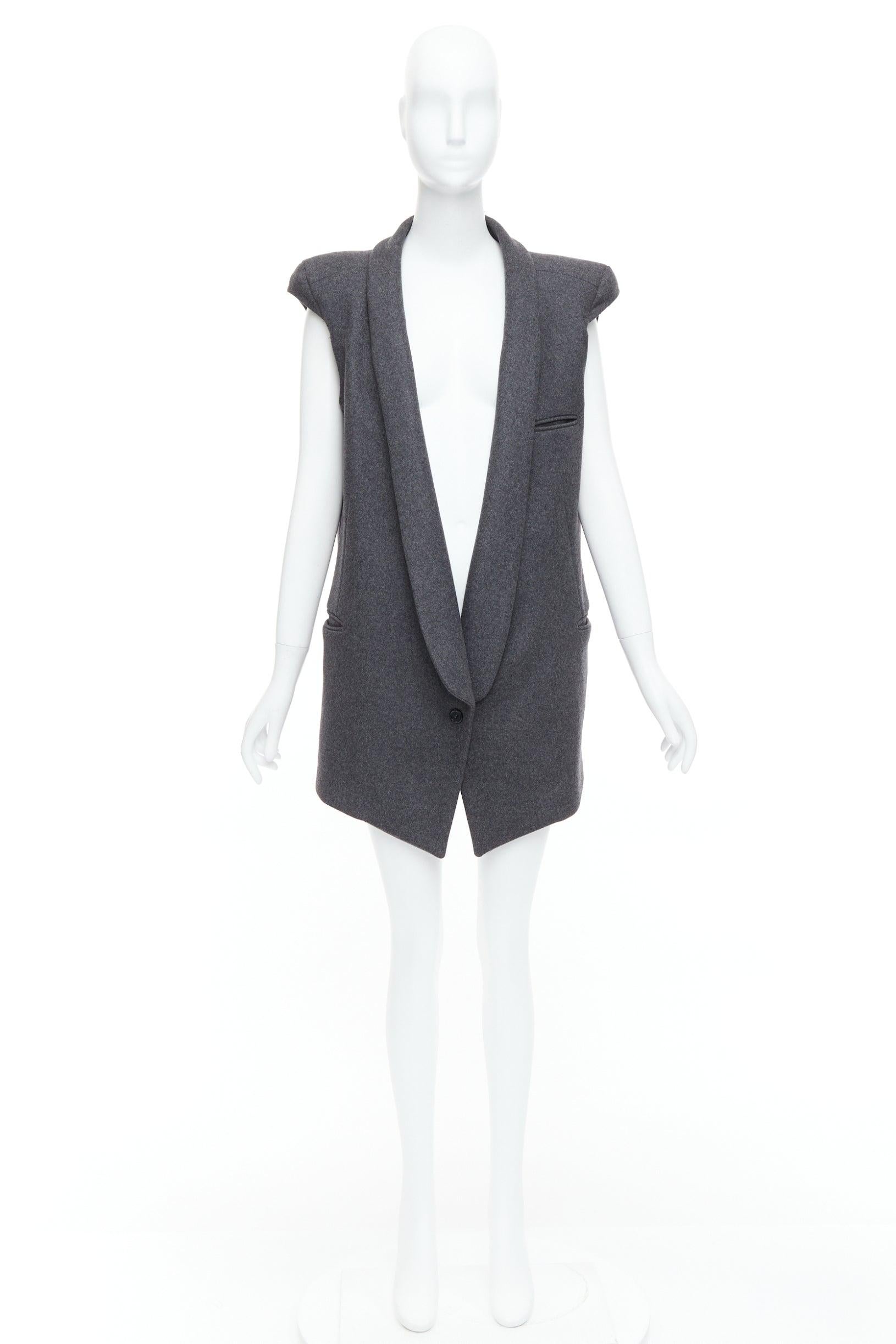 ARMAND BASI ONE gilet sans manches à col plongeant et épaules rembourrées en laine FR36 S en vente 4