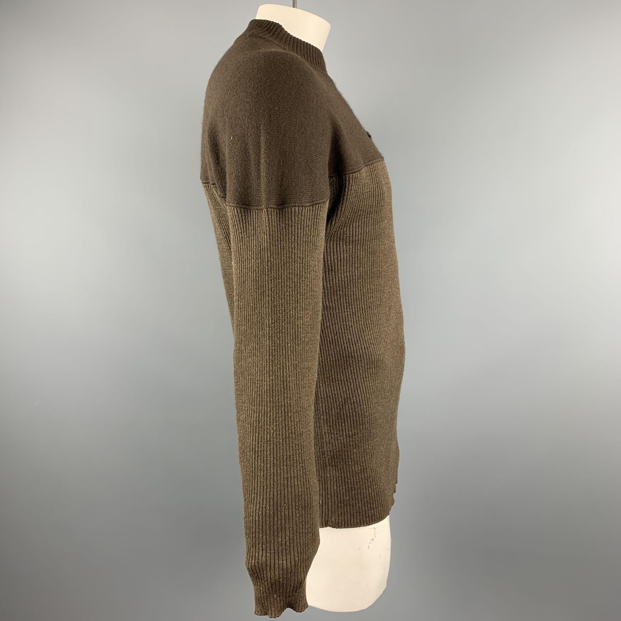 ARMAND BASI Size S Brown Ribbed Knit Wool Blend Pullover In Good Condition In San Francisco, CA
