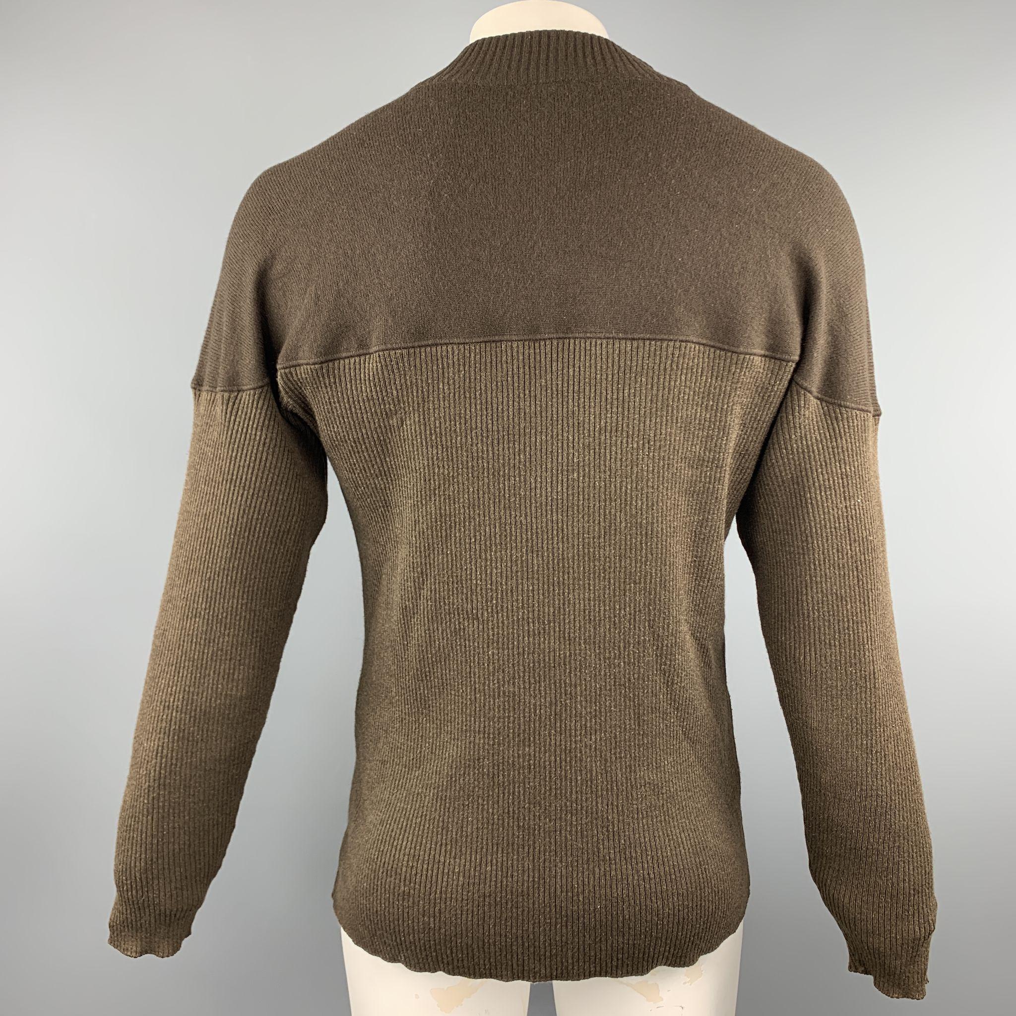 Men's ARMAND BASI Size S Brown Ribbed Knit Wool Blend Pullover
