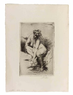 Nude - Etching by Armand Berton - Late 19th Century