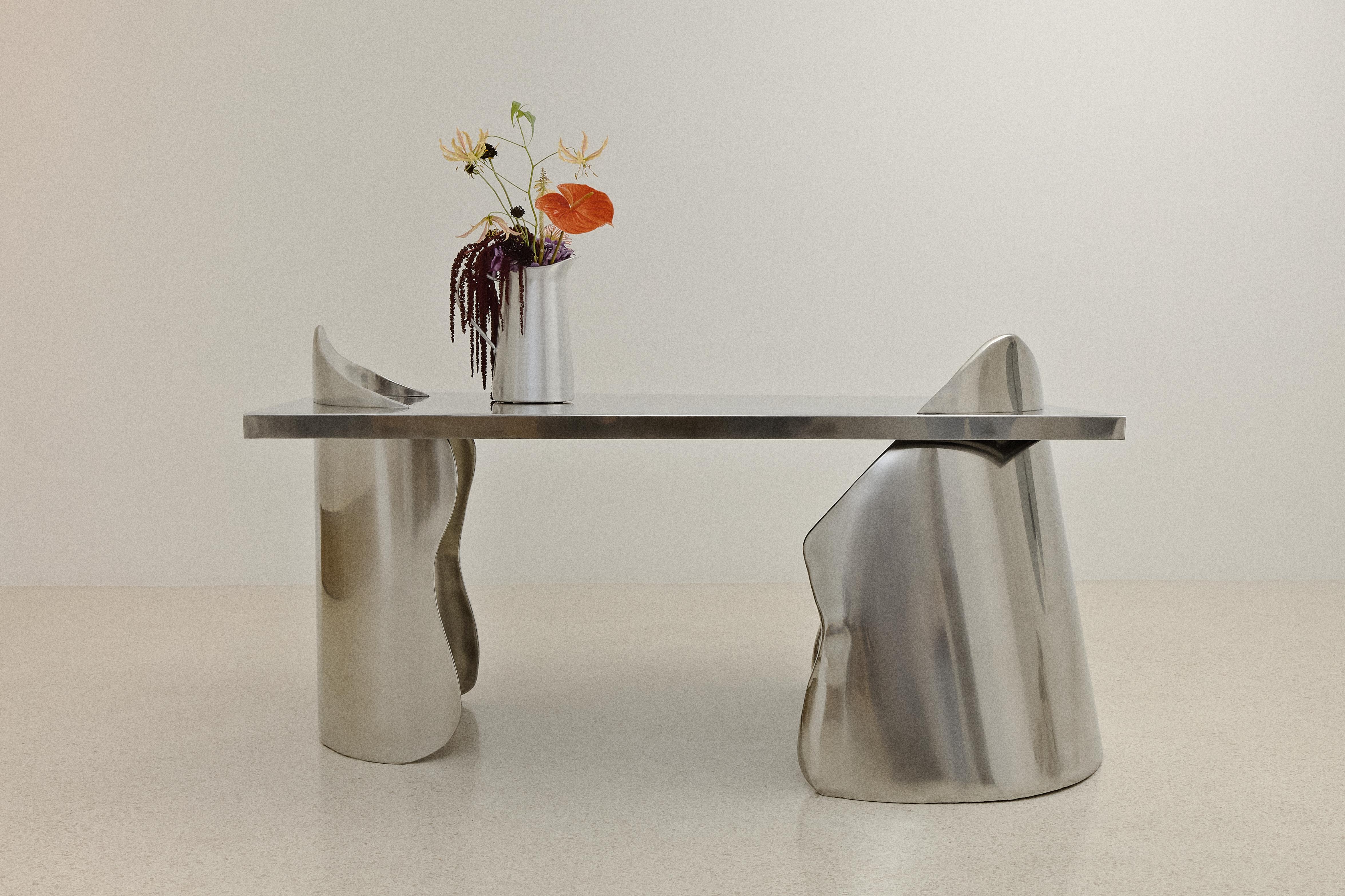 Tavolo da ufficio Armand in acciaio inox di Atelier A Ellery in vendita 1