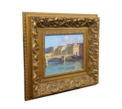 Armand Cabrera Afternoon on the Arno Florence Cityscape Oil Painting on Board