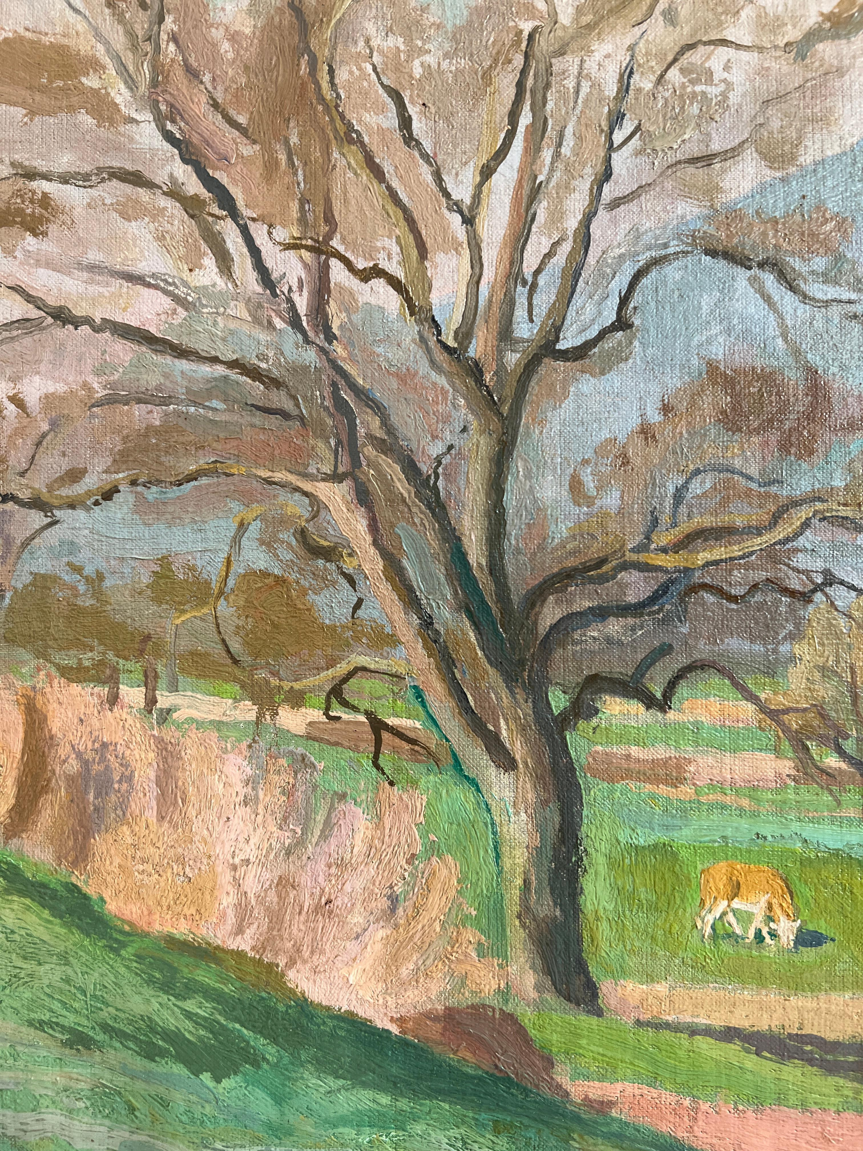 Work on canvas
Autumnal landscape painted on the back of the canvas