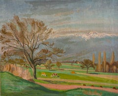 Paysage et vaches dans le champ