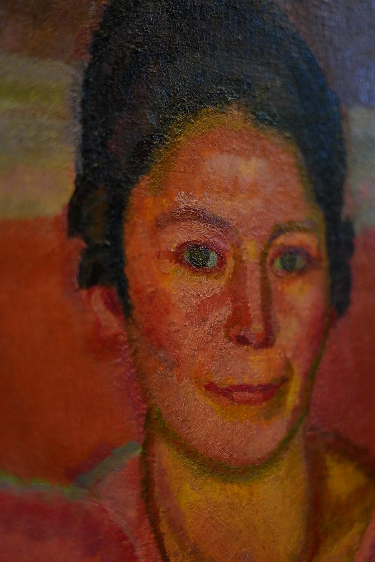 Woman portrait by Armand Cacheux - Oil on canvas 92x73 cm For Sale 1