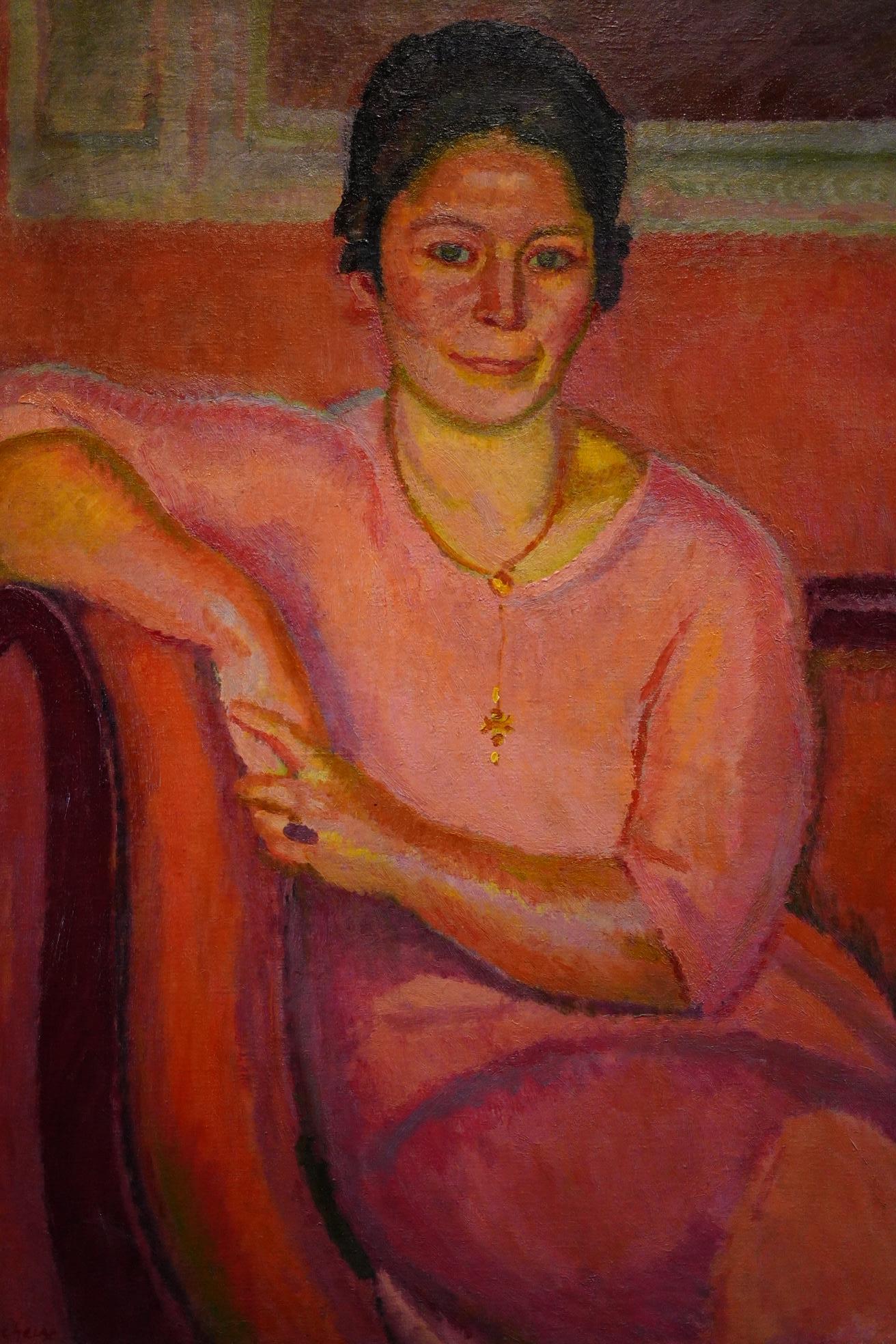 Woman portrait by Armand Cacheux - Oil on canvas 92x73 cm