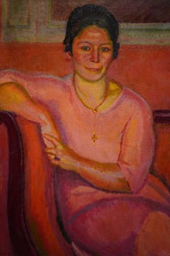 Retrato de mujer de Armand Cacheux - Óleo sobre lienzo 92x73 cm