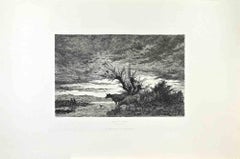 Bords du Sornin - Etching by Armand Charnay - 1860s