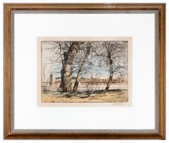 "Le Rhone a Avignon" Hand Colored Etching, Signed