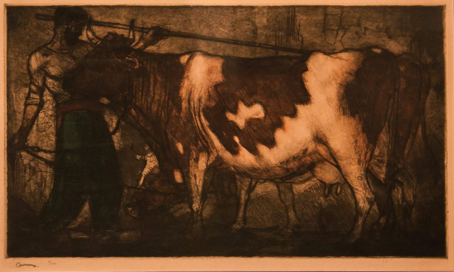 Armand Coussens Animal Print - Le Vacher ( The Herdsman ) by Coussens