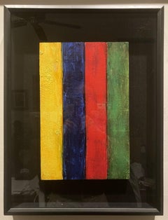 Bandera para un Pueblo Olvidado, Cuadríptico Contemporáneo Enmarcado Pintura en Panel de Madera
