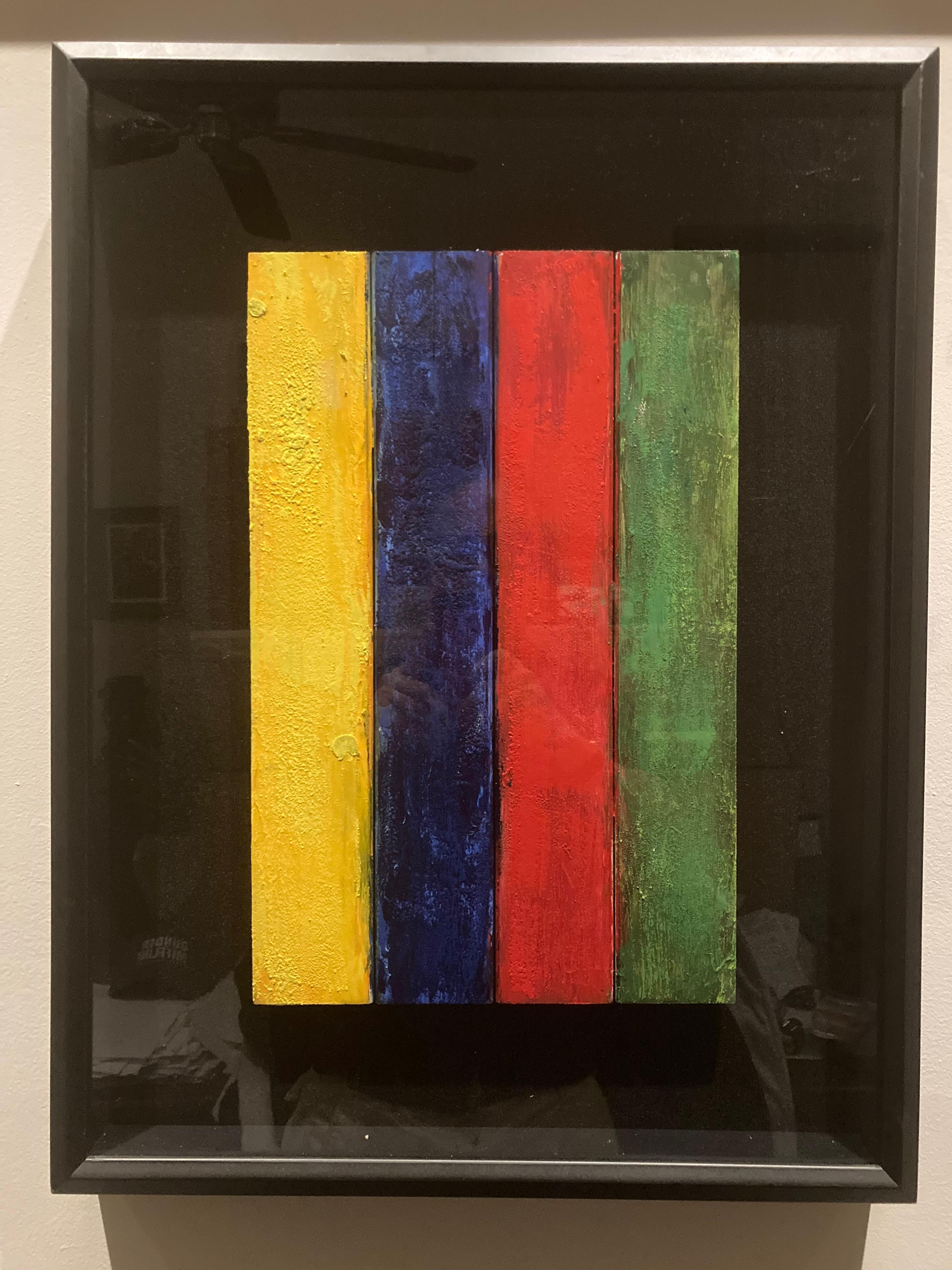 Flag for a Forgotten People, Framed Contemporary Quadriptych Wood Panel Painting
