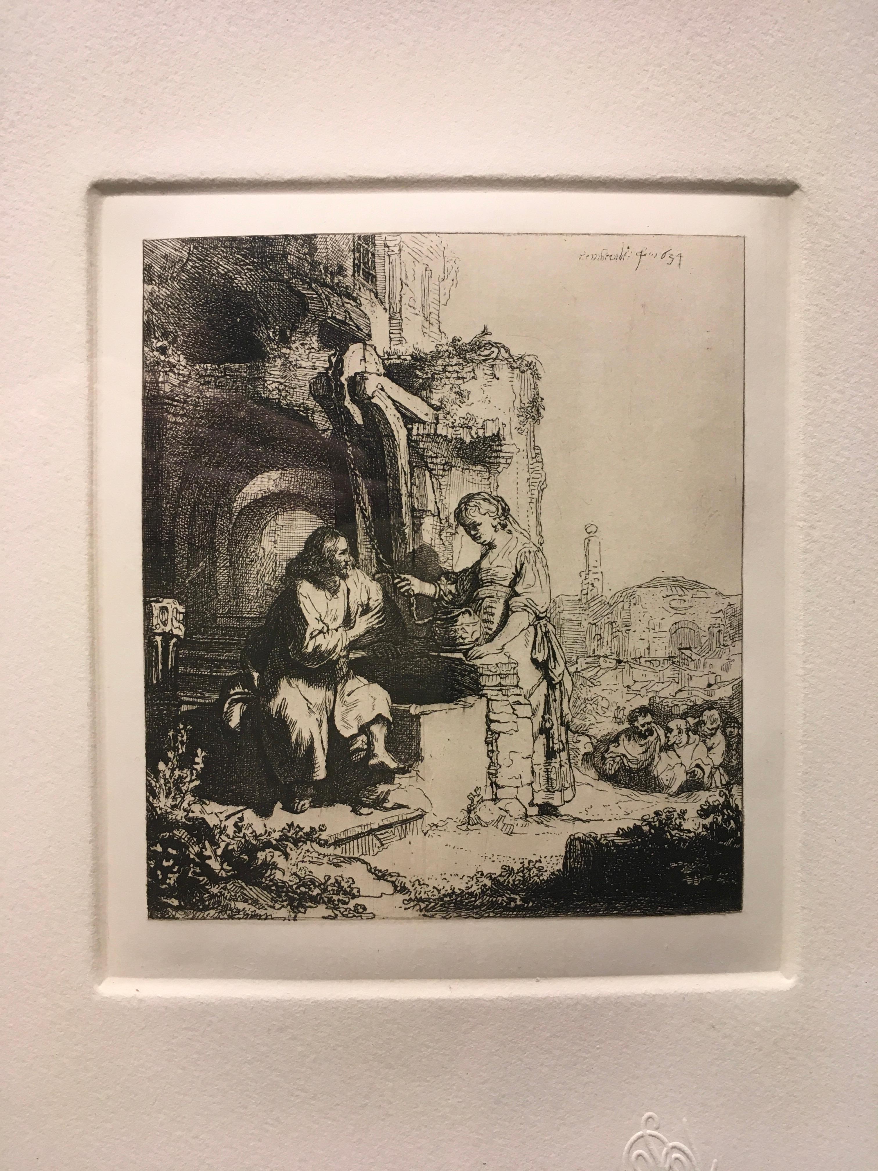 « Jésus et la femme au puits », gravure d'Amand-Durand - Maîtres anciens Print par Armand Durand