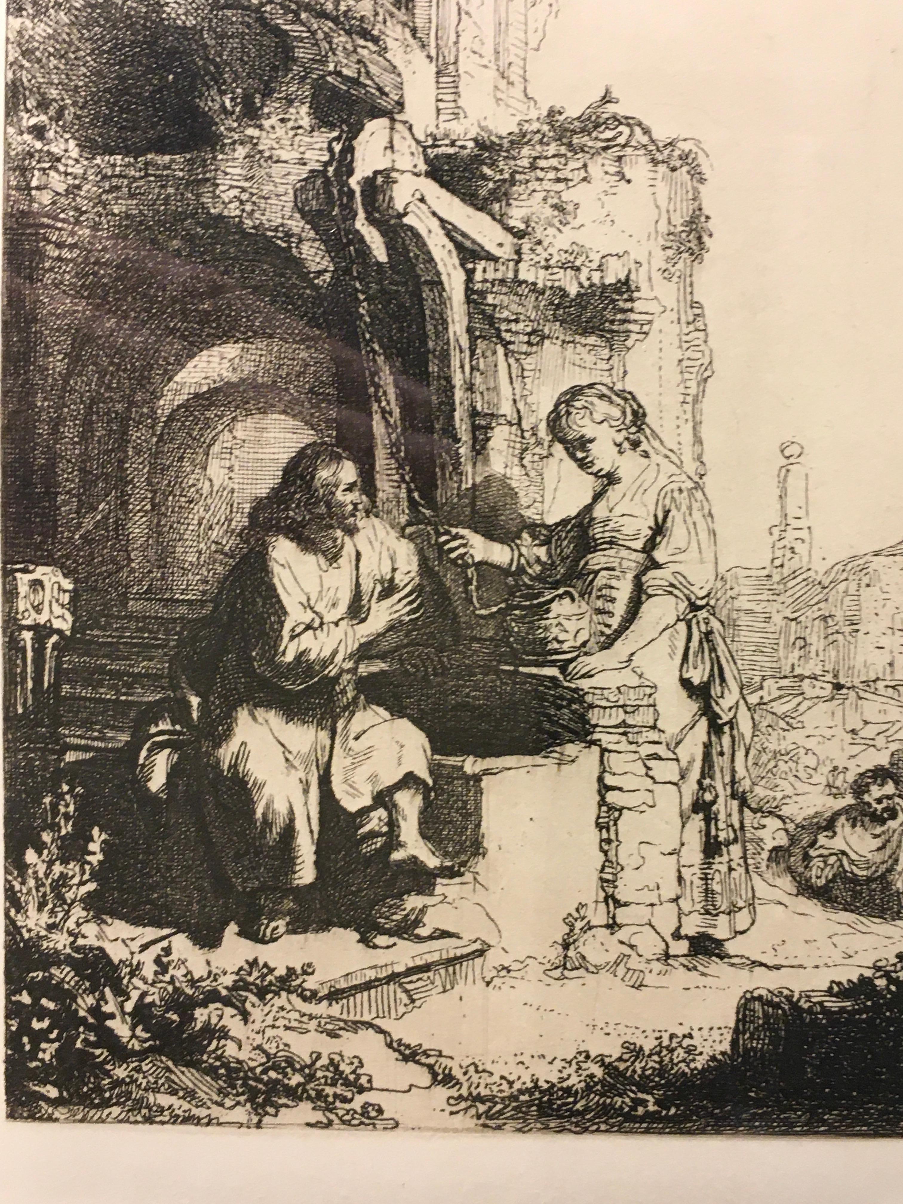 « Jésus et la femme au puits », gravure d'Amand-Durand - Noir Figurative Print par Armand Durand