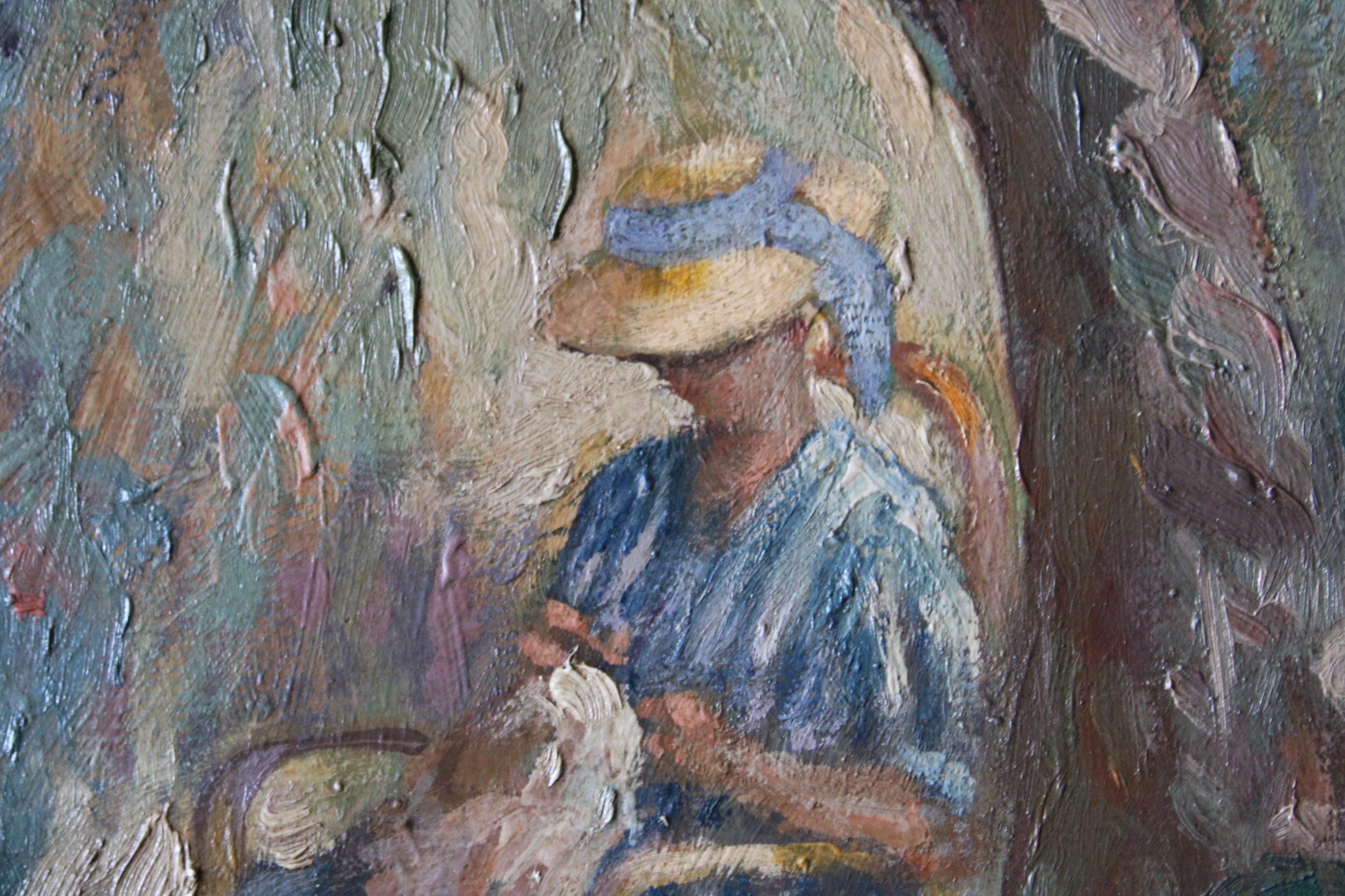 Portrait original français d'une femme dans un paysage de jardin en vente 6